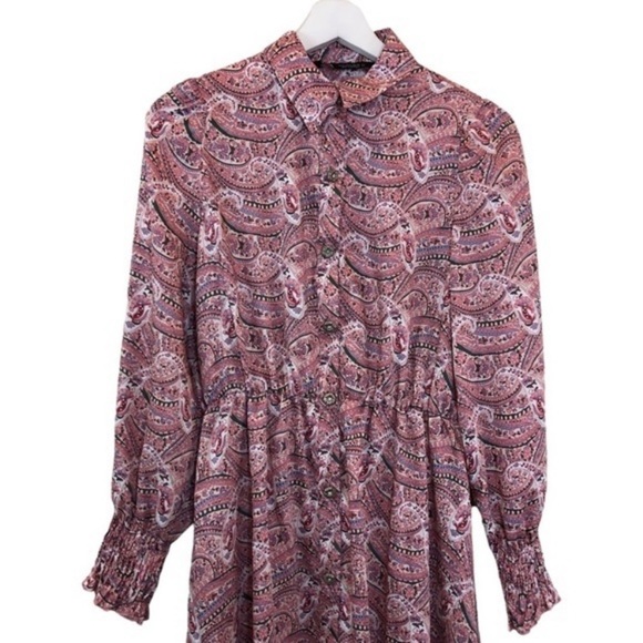 Zara Pink Paisley Shirt Dress - Picture 4 of 8